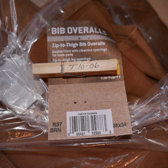 Carhartt Loose Fit Carpenter Bib Overalls Firm Duck Zip-to-Thigh Mens Size 38x34 - Picture 5 of 6